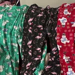 Women's Festive Pajama Pants Set - Snowman, Flamingo, and Holiday Designs